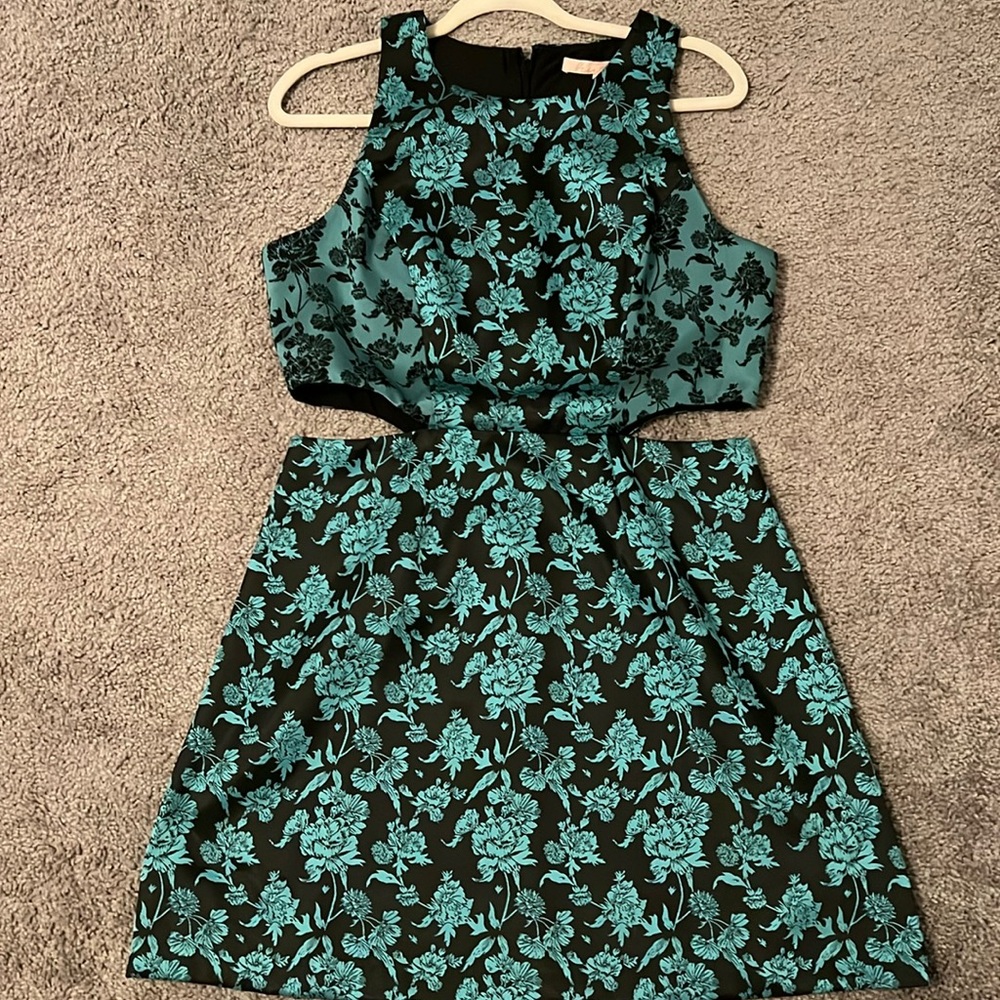 Hutch Black and Teal Floral Dress